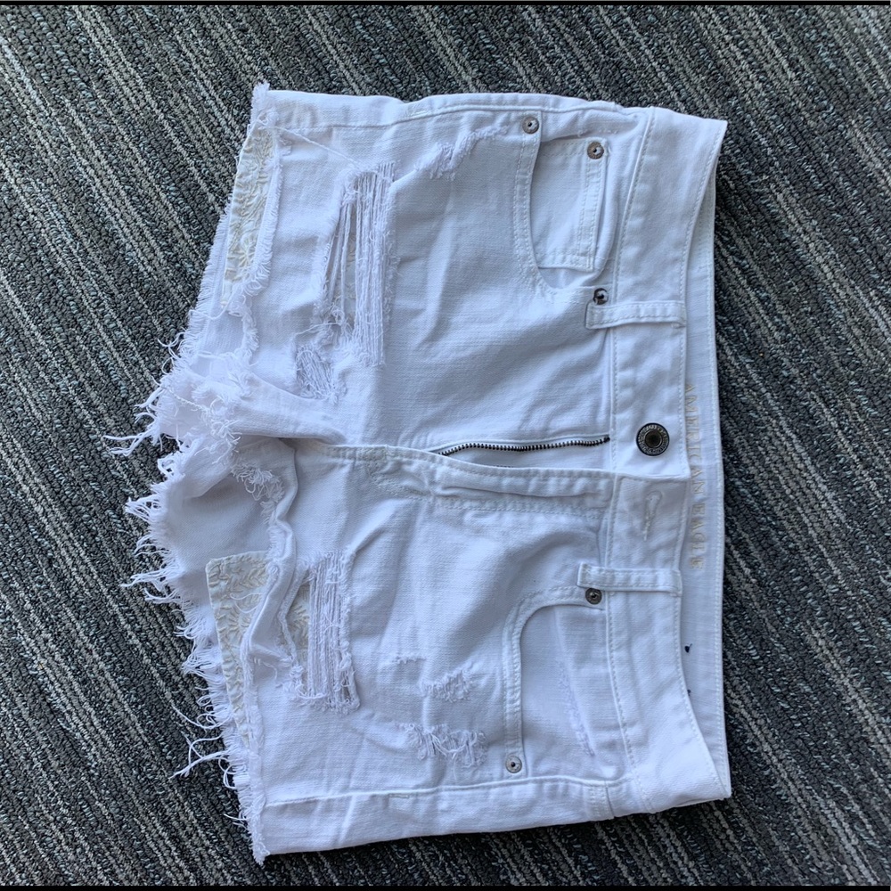 American Eagle white jean shorts